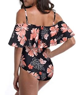Chic Off Shoulder One Piece Beachwear For Ladies-Black Orange Floral -Bikini Beach Shop 51 pZHxTYxL 1fb3659f f380 4806 b742 2942567931ed