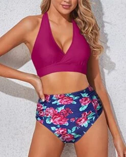 Halter Self-Tie Two Piece High Waisted Bikini Set-Pink Floral -Bikini Beach Shop 51 rVjj WL cfe9a6d2 5034 455d bc78 2d16e8037c7c
