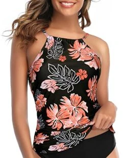 Push Up Padded Bra Ruched Women Tankini Top Only-Black Orange Floral -Bikini Beach Shop 51aGnAoewuL dc6a7a0d bc82 41a7 b504 a3b9f578262e