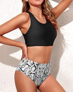 Two Piece Sporty High Waisted Bikini Swimsuits For Women-Black Snake -Bikini Beach Shop 51d9h4pVDhL c1779e7d bcf1 461c 91f0 86aeb72e9515