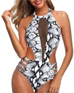 Strap Waist Mesh Patchwork One Piece Monokini Swimwear-Black And White Snake Print -Bikini Beach Shop 51eQeai4cWL 1d615696 cd4d 422f 9a3a 3d56216f4ce0