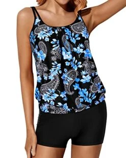 Women Two Piece Tankini Swimsuits Blouson Modest Swim Top-Black Floral -Bikini Beach Shop 51eiE GlNEL de33791f c9fe 40fa a0ca ea997ace6725