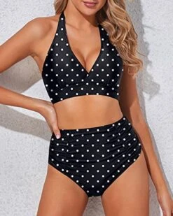 Figure Flattering Two Piece High Waisted Bikini Set-Black Dot -Bikini Beach Shop 51gtgMURZuL 2cf9faa3 884b 4682 9a65 ef244c49371e
