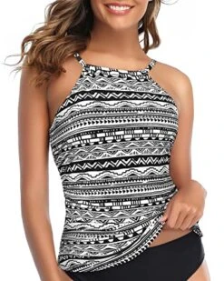 Adjustable Neck Tunnel Straps Women Tankini Top Only-Black And White Stripe -Bikini Beach Shop 51kcl3aEAxL aee8bc01 e346 470f a56e a5677229e344