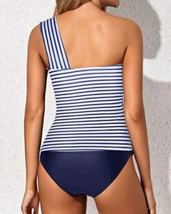 Stylish One Shoulder Swim Top 2 Piece Tankini Bathing Suits For Women Shorts-Blue White Stripe 6 Stylish One Shoulder Swim Top 2 Piece Tankini Bathing Suits For Women Shorts-Blue White Stripe -Bikini Beach Shop 51lnjQRx5XL ca755cf3 c4f4 4a1b 9a24 2c30ec198d81