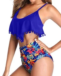 High Waisted Bikini Ruffle Swimsuit Bottoms Ruched High Rise Bottom-Royal Blue Floral -Bikini Beach Shop 51oojsbOWGL afd0bc3f 2fdd 4880 ac88 4c23bd086986
