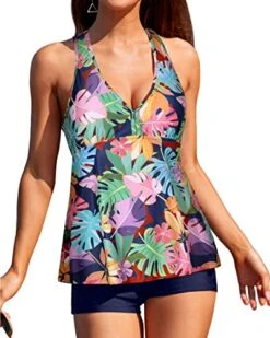 Bikini Beach Shop 3 Enhance Your Bust Removable Push Up Pads In Women's Bathing Suits-Blue Leaves