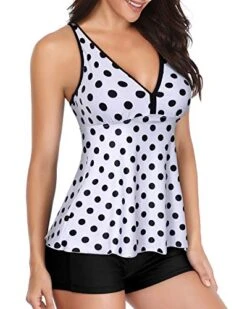 Tummy Slimming Bathing Suit Tankini Top & Shorts For Padded Push Up-Black Dot -Bikini Beach Shop 51rHsZTF 2L 2b205ad1 81aa 43b4 ba8a 3f76e812a710