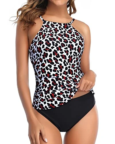 Versatile Full Coverage 2 Piece Tankini Swimsuits For Women-Leopard 4 Versatile Full Coverage 2 Piece Tankini Swimsuits For Women-Leopard - Image 4