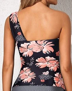 Padded Push Up Bra Swim Top Asymmetric Cut Tankini Top-Black Orange Floral -Bikini Beach Shop 51xIcD7DP0L 303b7406 b4ae 4f23 8c10 83257f0126be