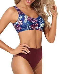 High Cut Scoop Neck Bikini Crop Top High Cut Swimsuit-Purple Leaf -Bikini Beach Shop 51yPk4XftPL b4219d0e 6447 44c5 8793 6024166aca91