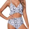 Women's Adjustable Criss Cross Swimsuit-Snake Print
