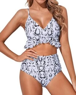 Women's Adjustable Criss Cross Swimsuit-Snake Print