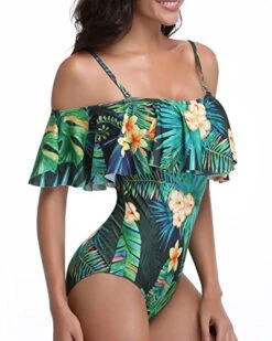 Gorgeous Off Shoulder One Piece Vacation Swimwear-Tropical Leaf -Bikini Beach Shop 51zEC1qGiWL 9d332e5f 8986 4951 ba27 055c8468b8e0